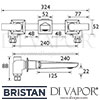 Bristan Ebony 3 Hole Basin Mixer Bathroom Tap Dimensions